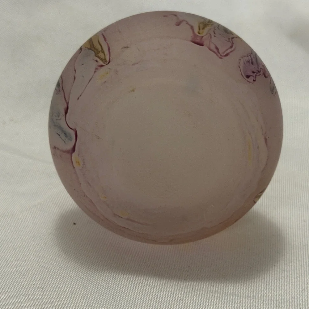 Israeli Hand Painted Art Glass Bud Vase Pink Gold Drip Boho Cottagecore Vintage‎